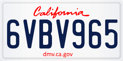 CA license plate 6VBV965