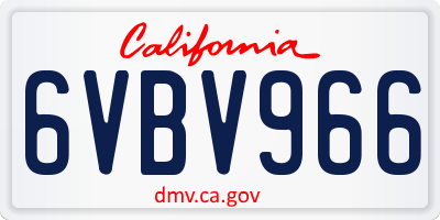 CA license plate 6VBV966