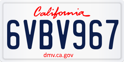 CA license plate 6VBV967