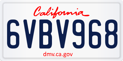 CA license plate 6VBV968