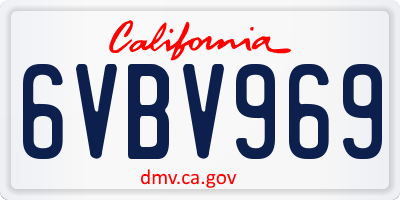 CA license plate 6VBV969