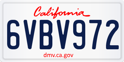 CA license plate 6VBV972