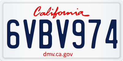 CA license plate 6VBV974