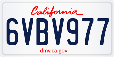 CA license plate 6VBV977