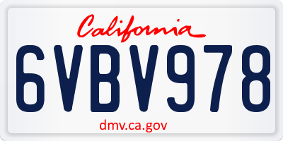 CA license plate 6VBV978