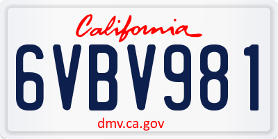 CA license plate 6VBV981