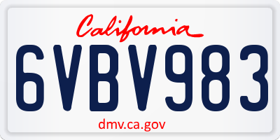 CA license plate 6VBV983