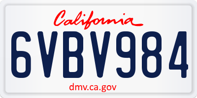 CA license plate 6VBV984