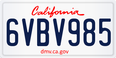 CA license plate 6VBV985