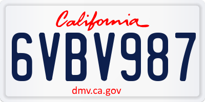 CA license plate 6VBV987