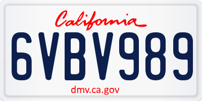 CA license plate 6VBV989