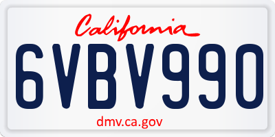 CA license plate 6VBV990