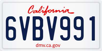 CA license plate 6VBV991