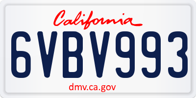 CA license plate 6VBV993