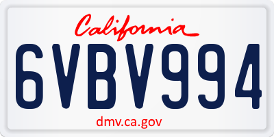 CA license plate 6VBV994