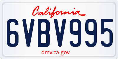 CA license plate 6VBV995