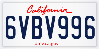CA license plate 6VBV996