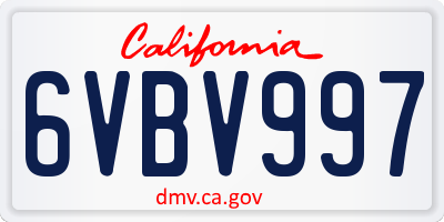 CA license plate 6VBV997