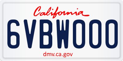 CA license plate 6VBW000
