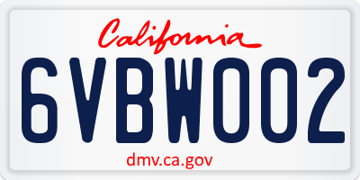 CA license plate 6VBW002