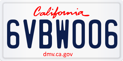 CA license plate 6VBW006