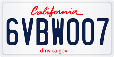 CA license plate 6VBW007
