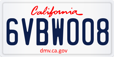 CA license plate 6VBW008