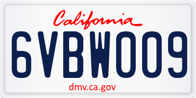 CA license plate 6VBW009