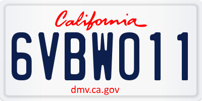 CA license plate 6VBW011