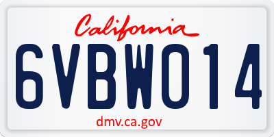 CA license plate 6VBW014