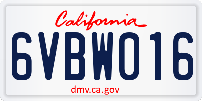 CA license plate 6VBW016