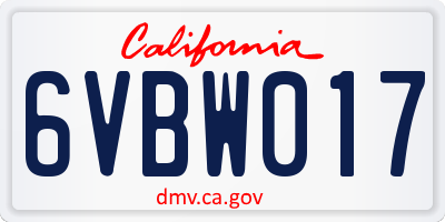 CA license plate 6VBW017