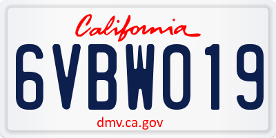 CA license plate 6VBW019