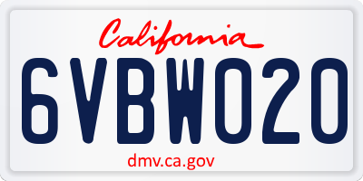 CA license plate 6VBW020