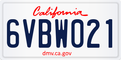 CA license plate 6VBW021
