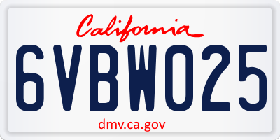 CA license plate 6VBW025