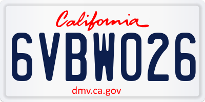 CA license plate 6VBW026