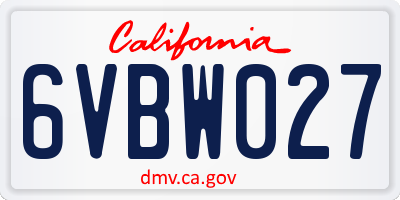 CA license plate 6VBW027