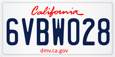 CA license plate 6VBW028