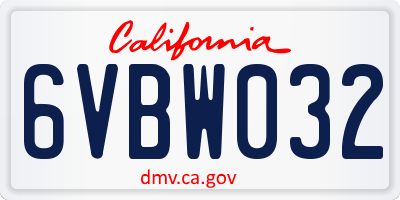 CA license plate 6VBW032