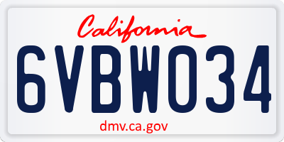 CA license plate 6VBW034