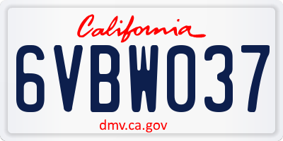 CA license plate 6VBW037