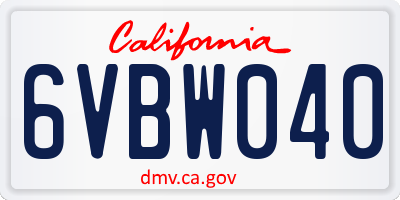 CA license plate 6VBW040
