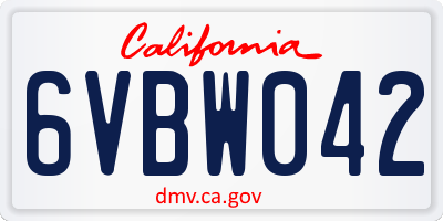 CA license plate 6VBW042