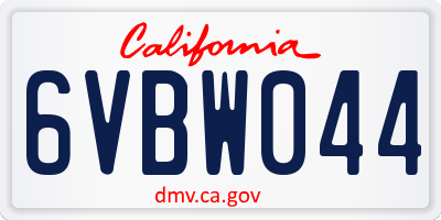 CA license plate 6VBW044