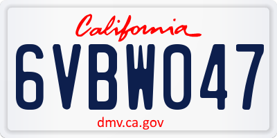 CA license plate 6VBW047