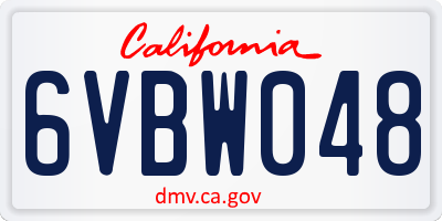 CA license plate 6VBW048