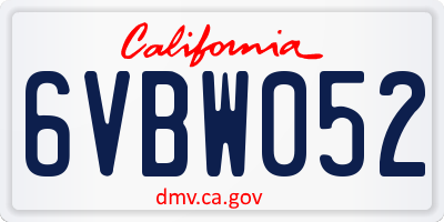 CA license plate 6VBW052