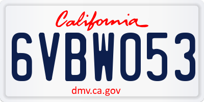 CA license plate 6VBW053