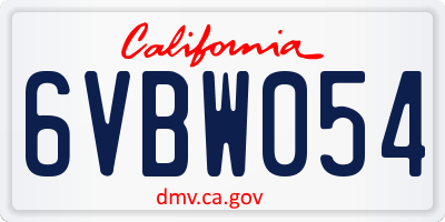 CA license plate 6VBW054